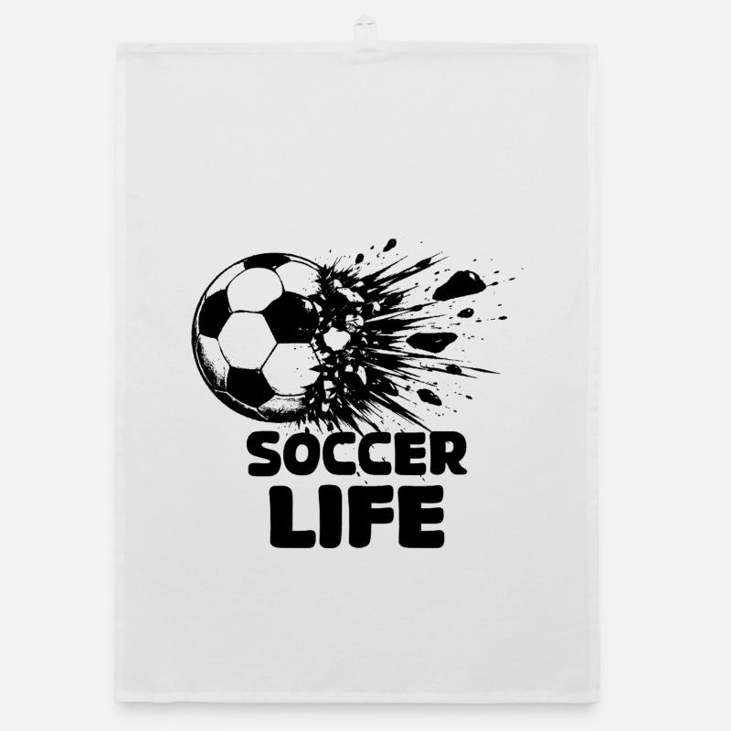 Exploding Football Black Design Organic dish towel
