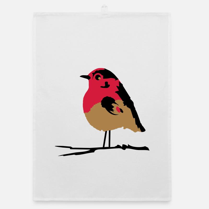 A robin on branch Organic dish towel