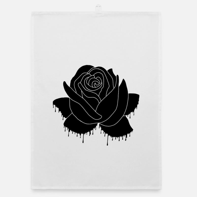 Graffiti d'une rose noire Torchon bio