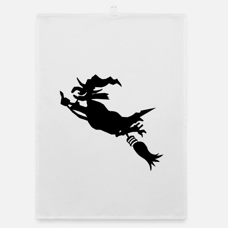 Witch on broom funny Organic dish towel