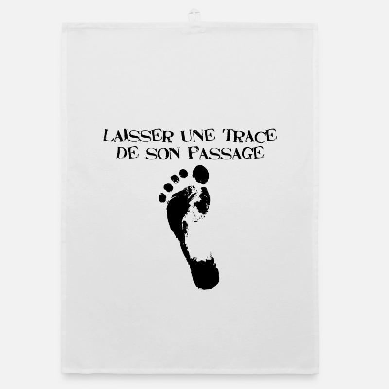 Laisser une trace de son passage (noir) Torchon bio