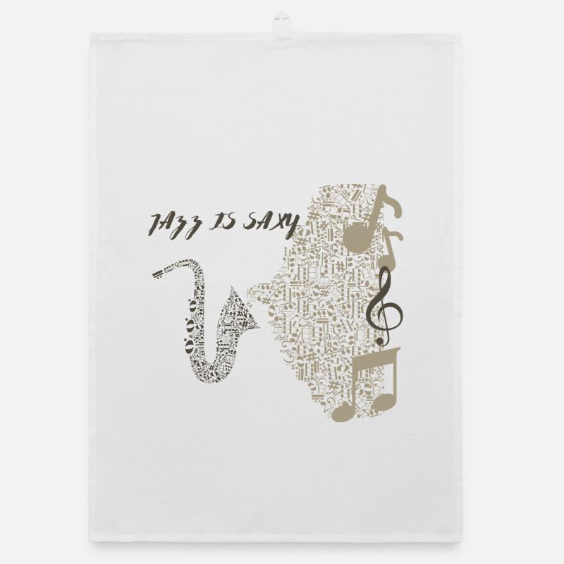 Conception de saxophone musical en notes - Torchon bio - blanc