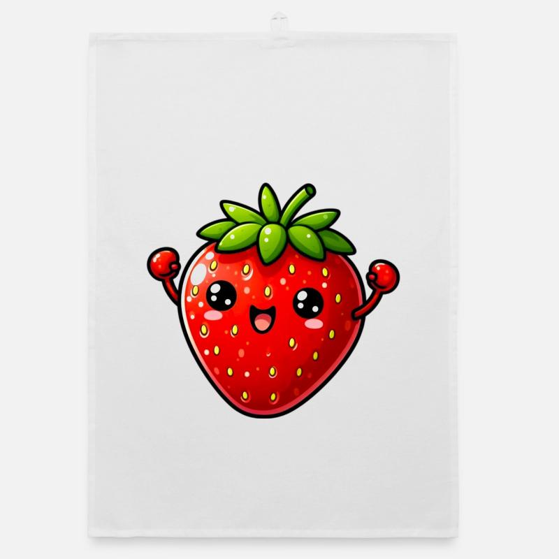 Erdbeeren Erdbeeren - Organic Geschirrtuch - Weiß