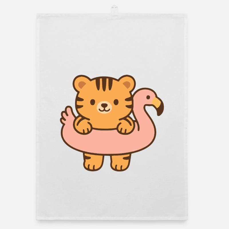 Little Tiger on Pink Float Organic dish towel