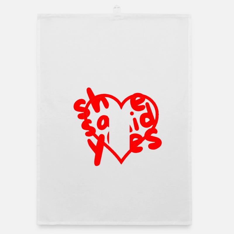 Coeur avec amour et accent de texte Torchon bio