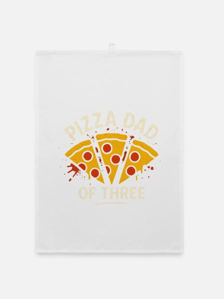 Papa Pizza von drei - Organic Geschirrtuch - Weiß - Vorne