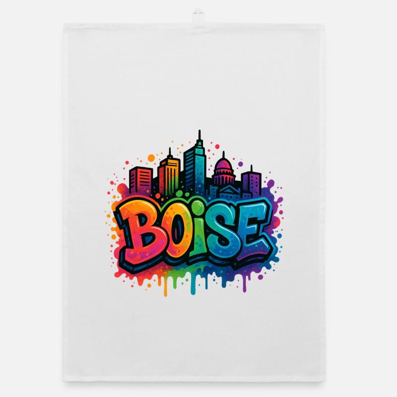 Skyline de graffitis de Boise Torchon bio