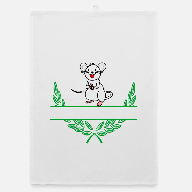 Mouse Laurel Wreath with Namespace Organic dish towel