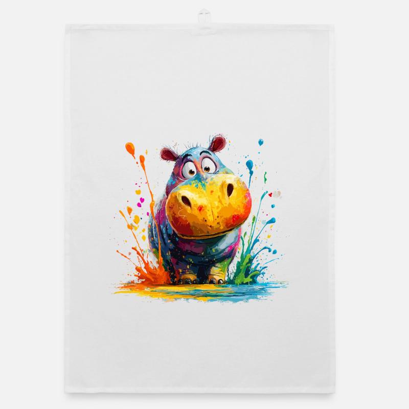 Éclaboussure d’hippopotame colorée Torchon bio