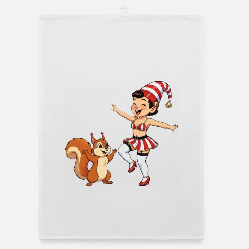 Leprechaun-Mädchen mit Eichhörnchen Organic Geschirrtuch