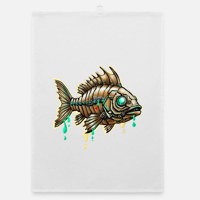 Cybernetischer Steampunk-Fisch Organic Geschirrtuch