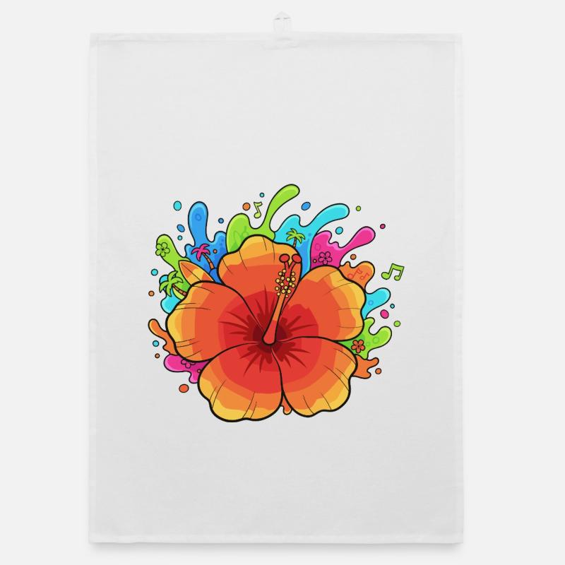 Hibiscus Splash Couleurs tropicales Torchon bio