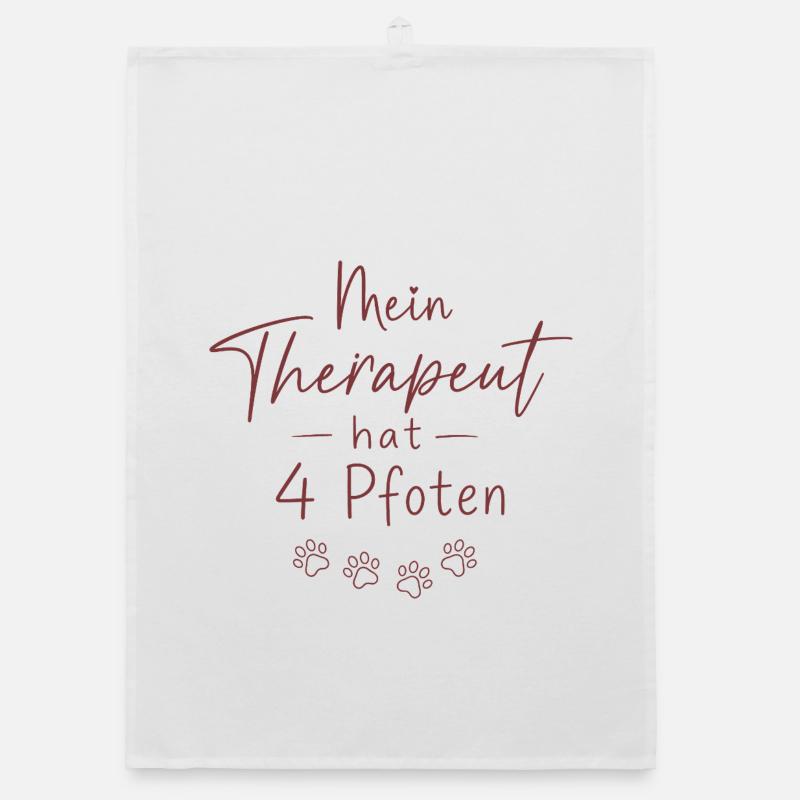 Mein Therapeut hat Vier Pfoten - Organic Geschirrtuch - Weiß
