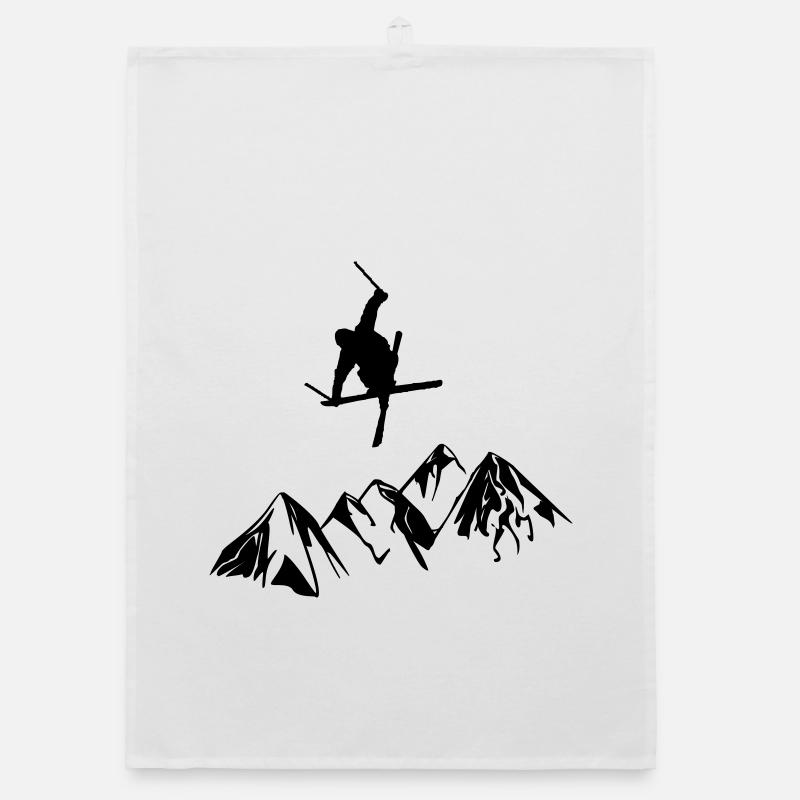 Berge mit Skifahrer Organic Geschirrtuch