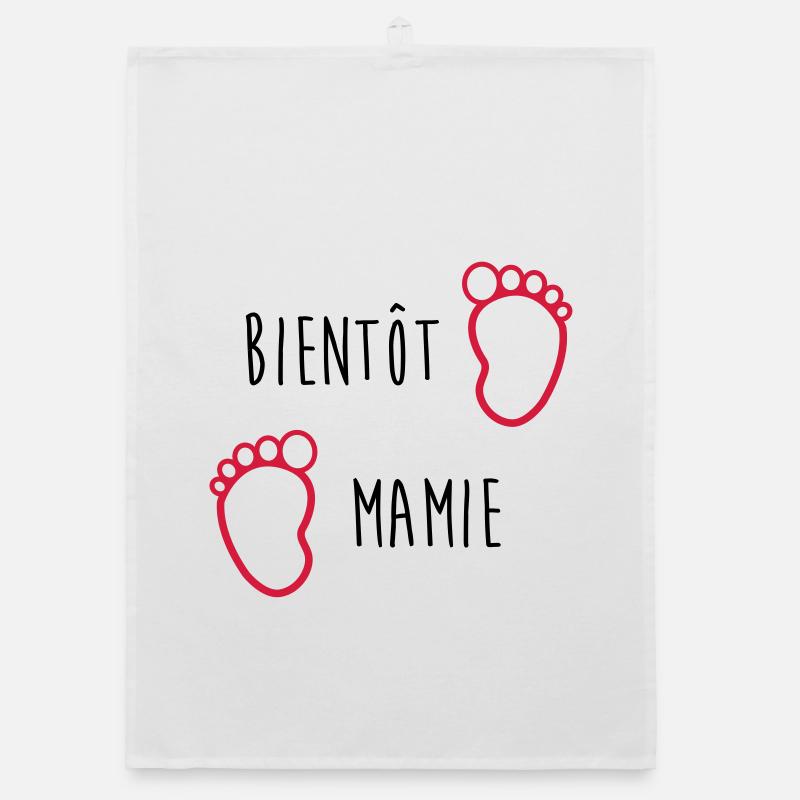 Bientôt Mamie - Mamy - Naissance - Bébé - Enfant - Torchon bio - blanc