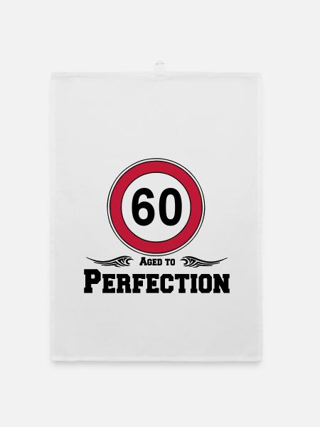60.Geburtstag , 60 Jahre Aged to Perfection (25) - Organic Geschirrtuch - Weiß - Vorne