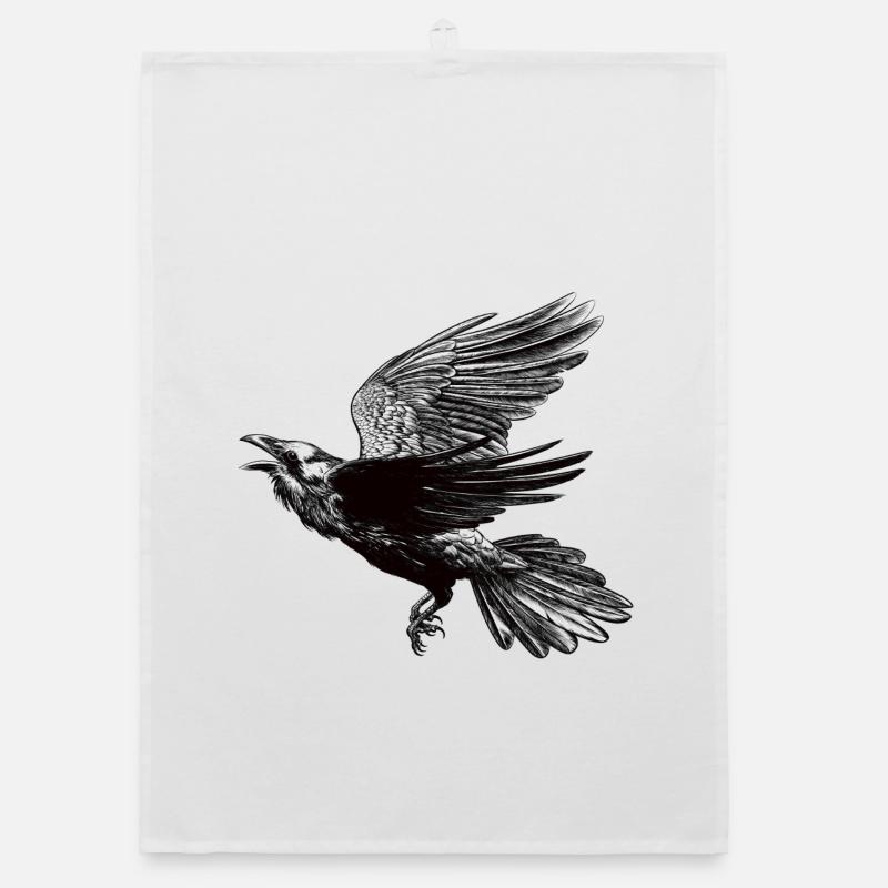 Raven In Flight Organic dish towel