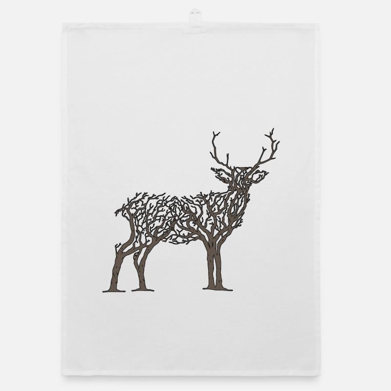 Cerf en Branches d'arbres Torchon bio