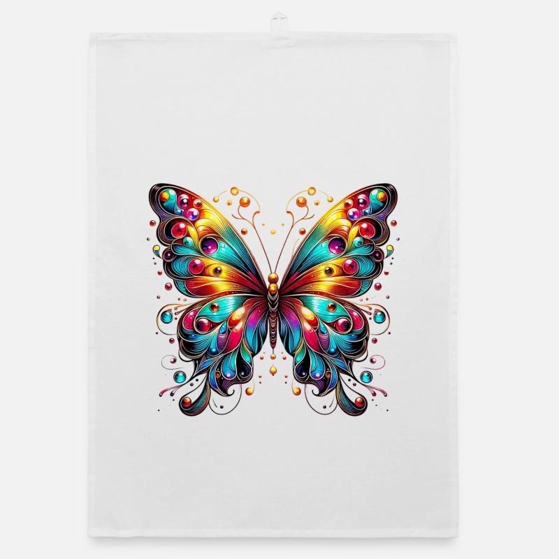 Schmetterling - Organic Geschirrtuch - Weiß