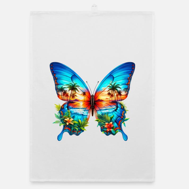 Schmetterling - Organic Geschirrtuch - Weiß