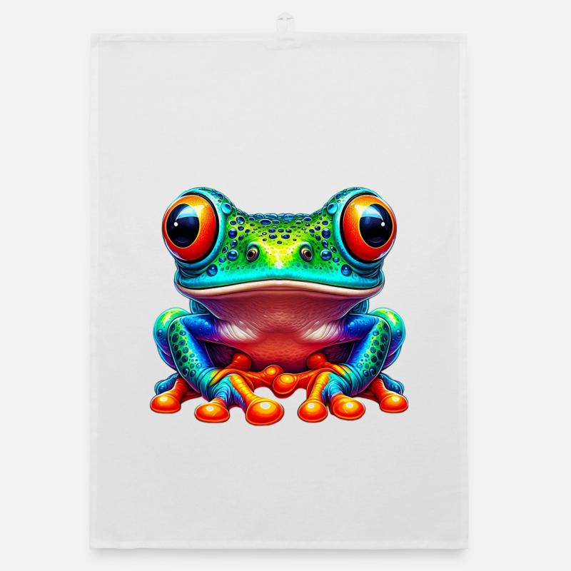 Frosch - Organic Geschirrtuch - Weiß