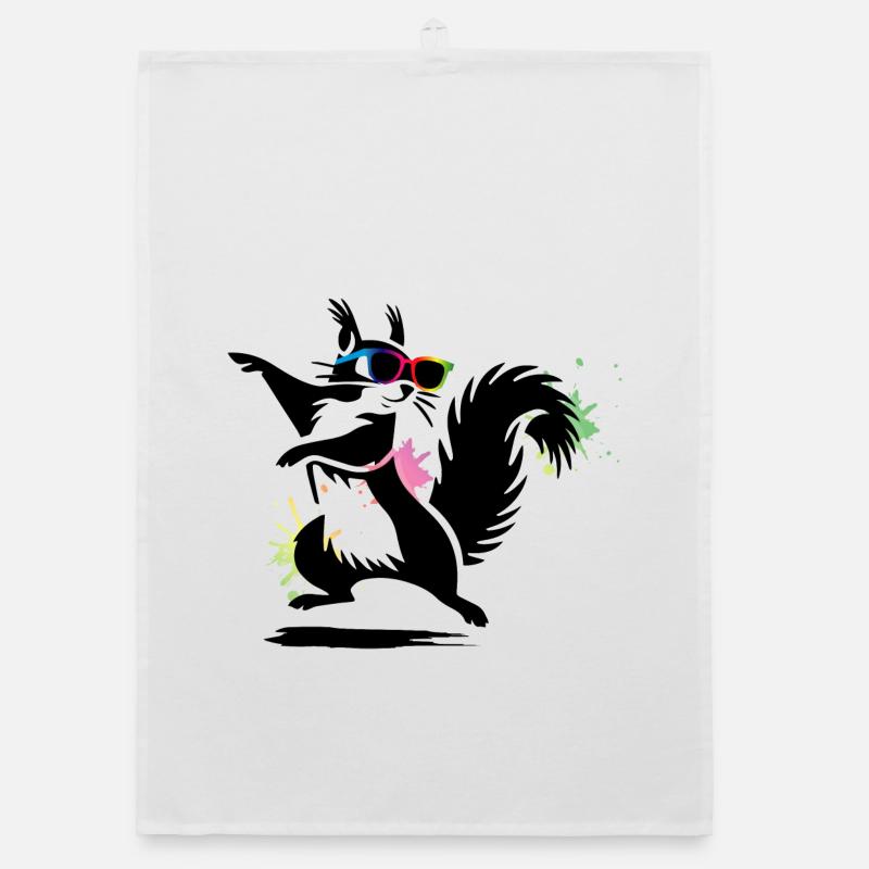 Stylisches Eichhörnchen mit Sonnenbrille Stencil Organic Geschirrtuch