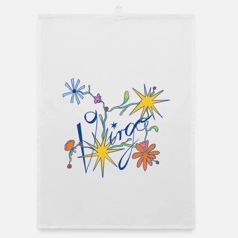 Virgo – Verspielte Sternzeichen-Illustration - Organic Geschirrtuch - Weiß