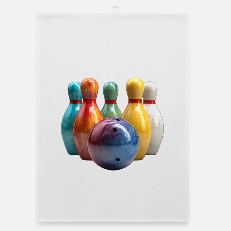 Colorful Bowling Scene Pattern Organic dish towel