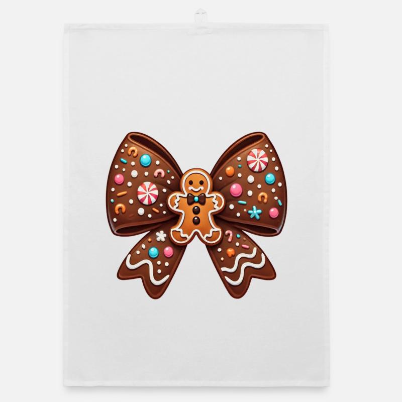 Chocolate Bow Gingerbread Organic dish towel