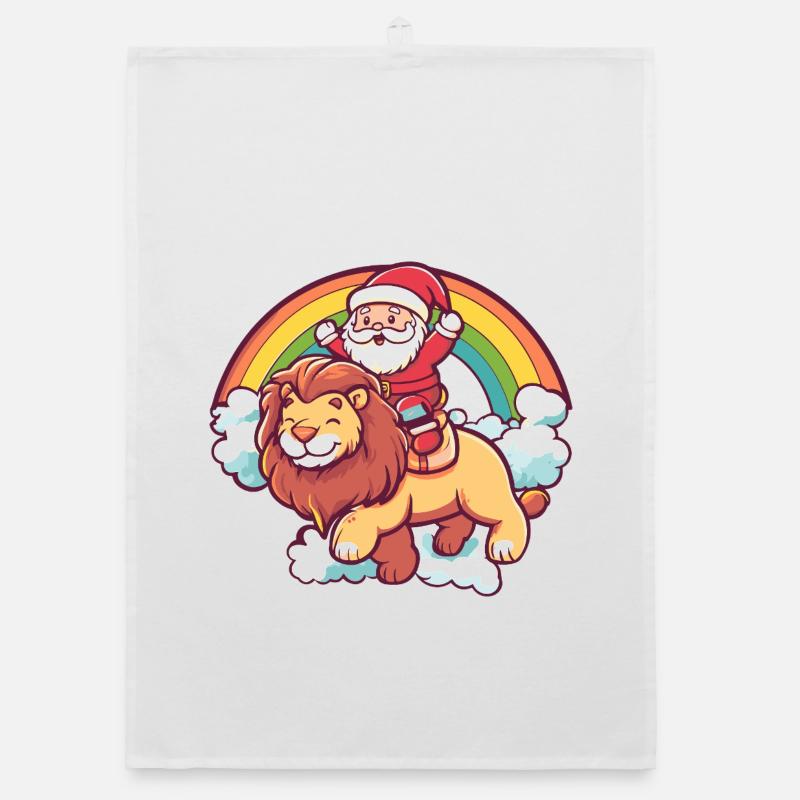 Lion Père Noël Noël Torchon bio
