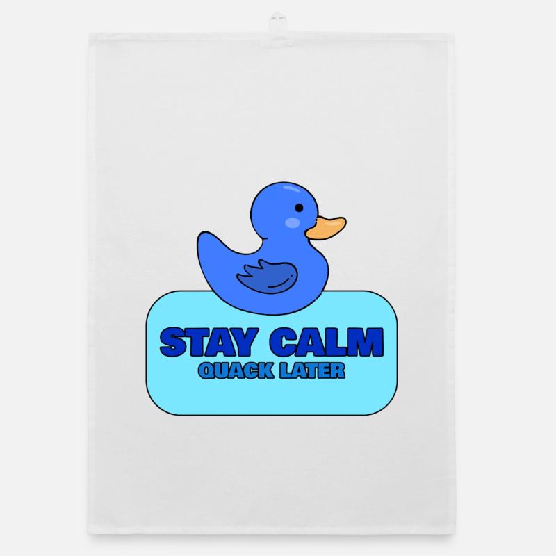Bleib ruhig, quakt später – Blue Duck Design - Organic Geschirrtuch - Weiß