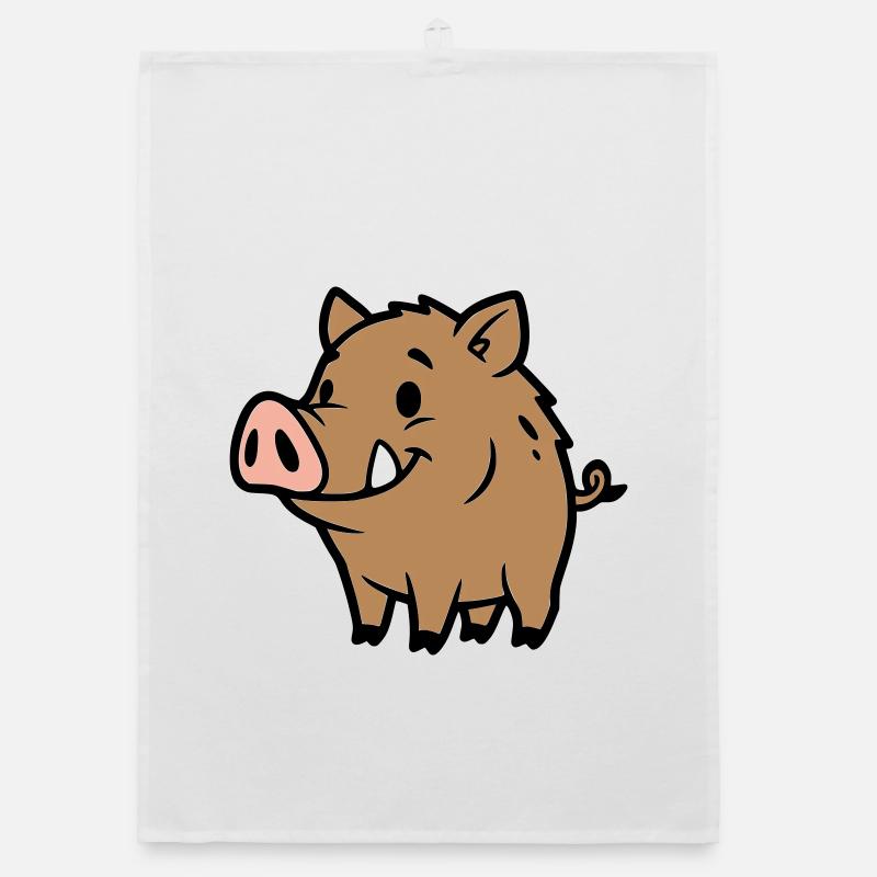 Süßes Wildschwein Comic Glücksbringer Organic Geschirrtuch