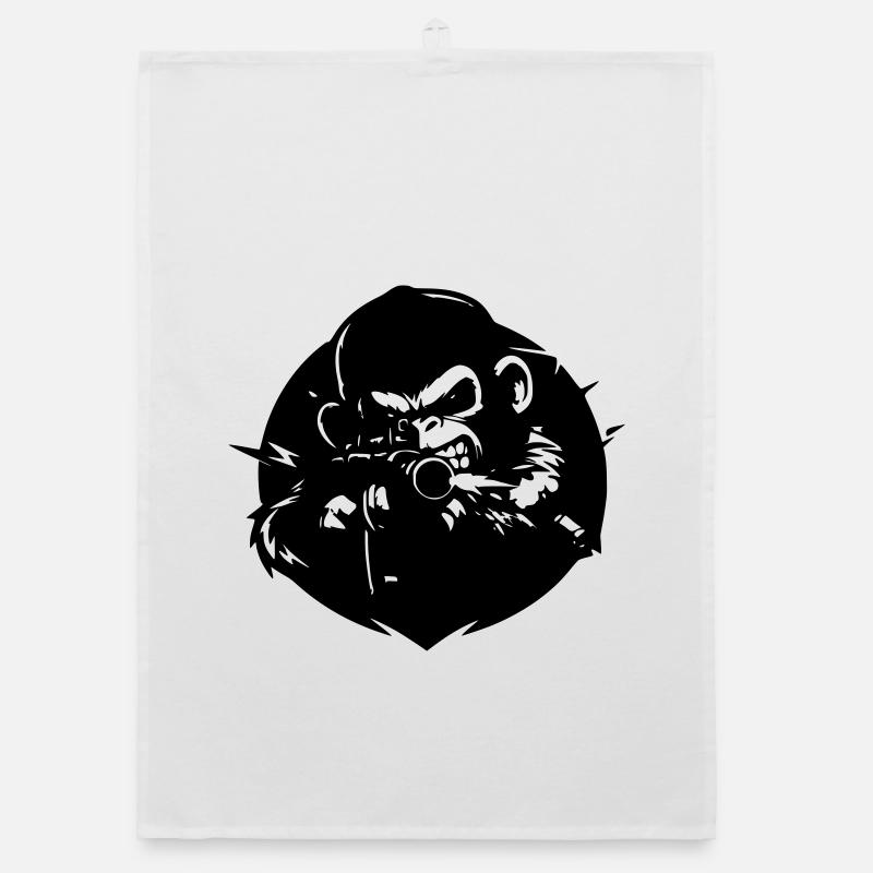 Monkey with Rifle Organic dish towel