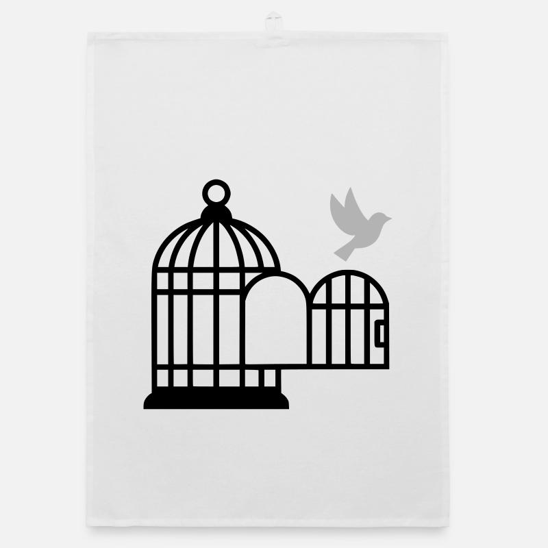 Birdcage Open Freedom Organic dish towel