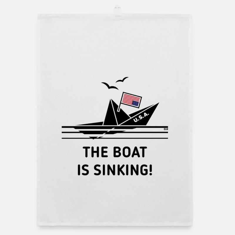 Le bateau coule ! (USA / Upside Down / POS) Torchon bio