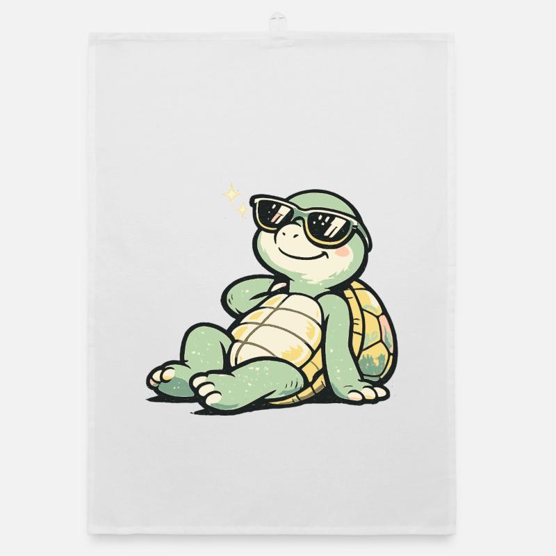 Turtle with sunglasses Organic dish towel