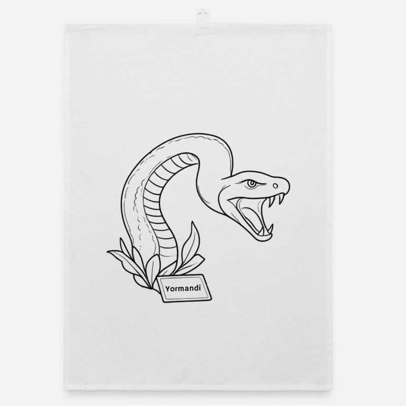 Cobra Crest Line Art with Foliage Organic dish towel