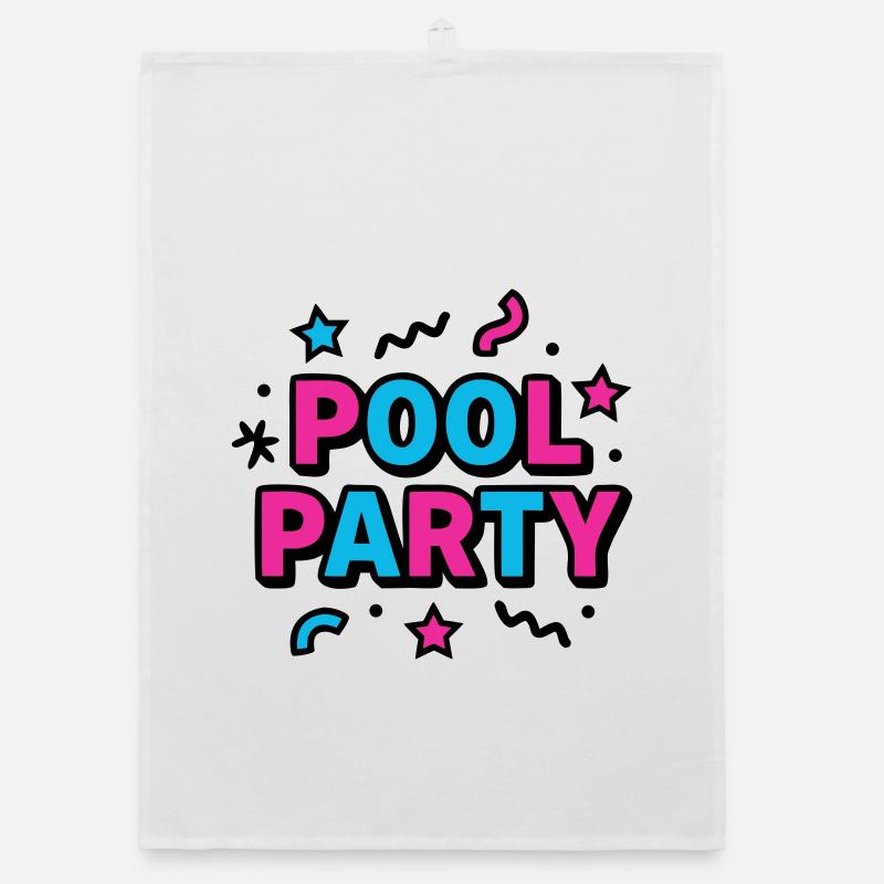 Lettrage des fêtes à la piscine des années 90 Torchon bio