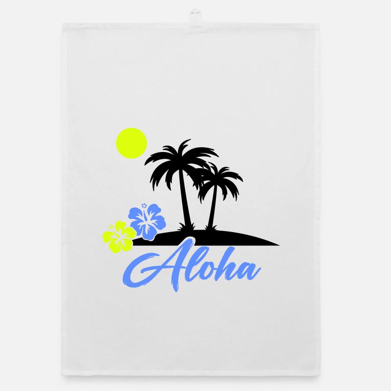 Aloha Hibiskus Neon Script Organic Geschirrtuch