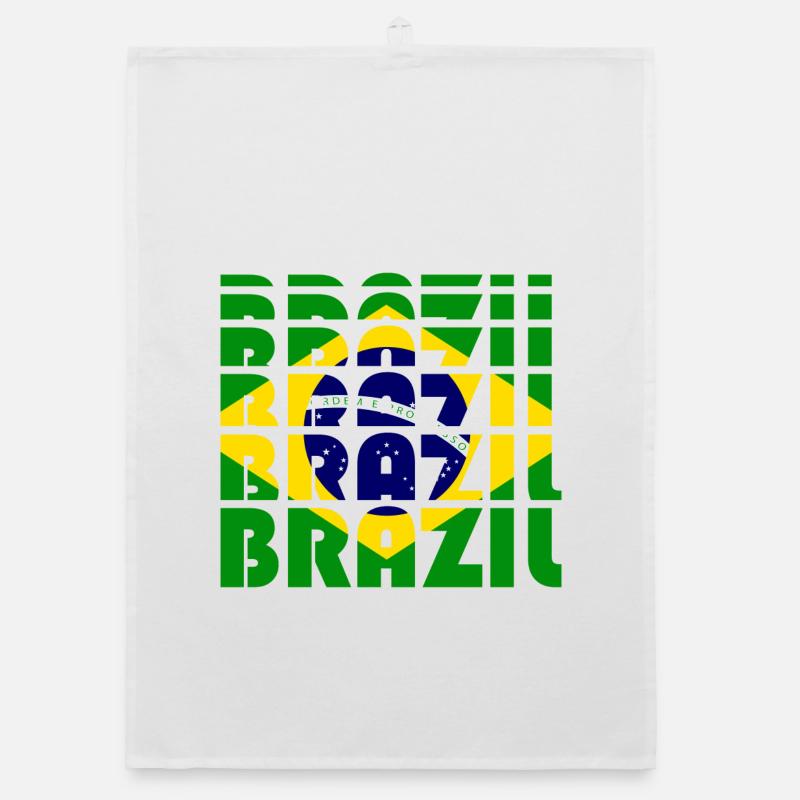 Brazil Flags Grid Pattern Organic dish towel