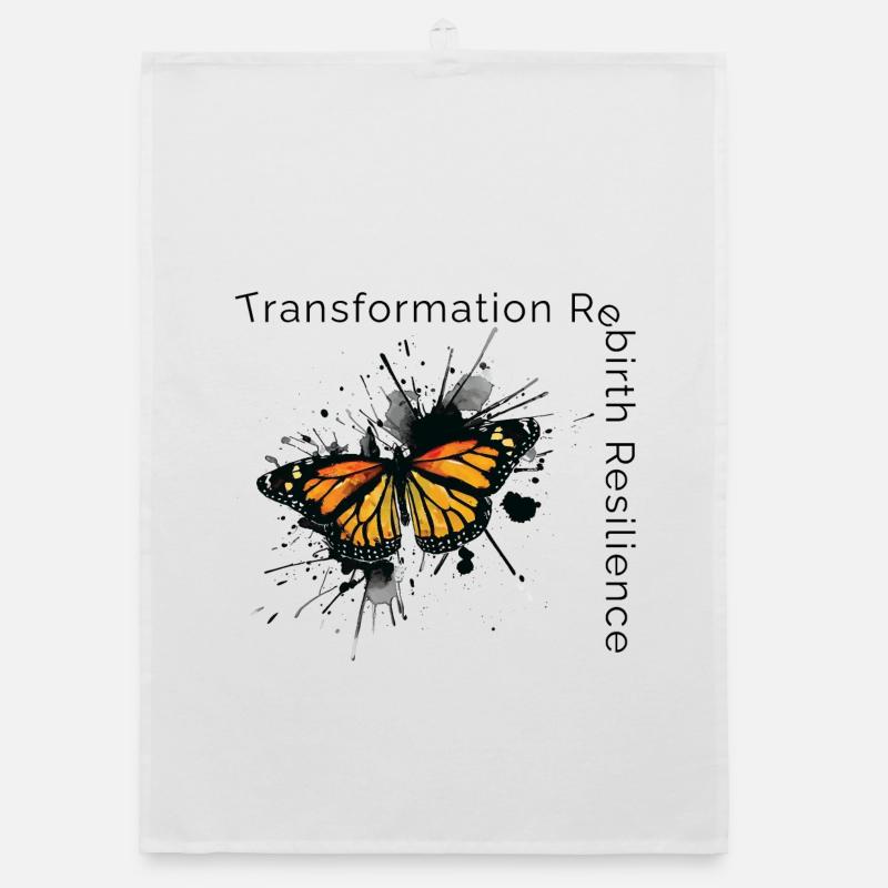 Butterfly - Résilience à la renaissance de la transformation - Torchon bio - blanc
