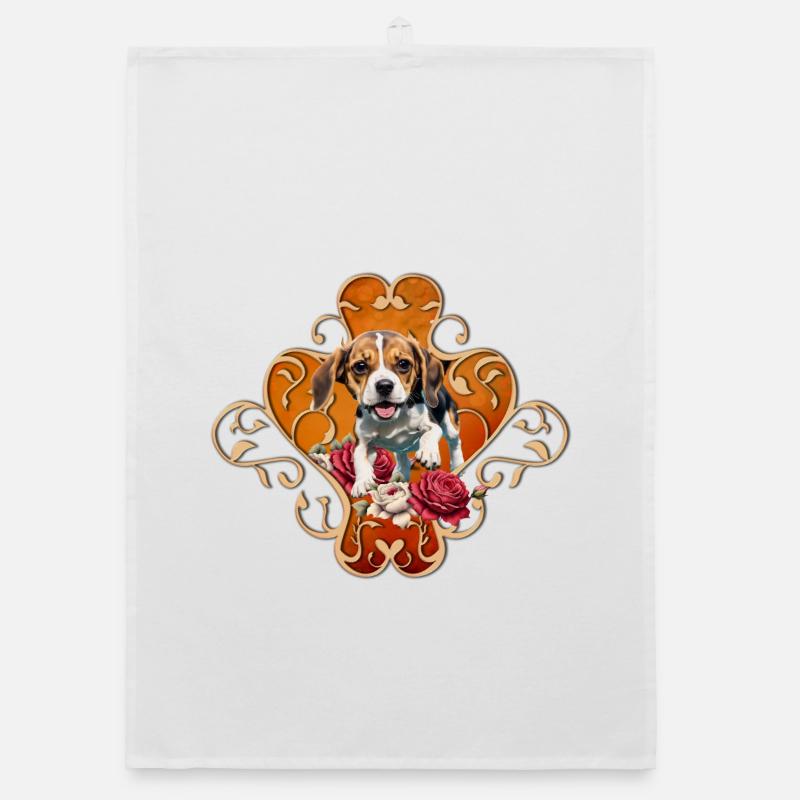 Cute little Beagle. Organic dish towel