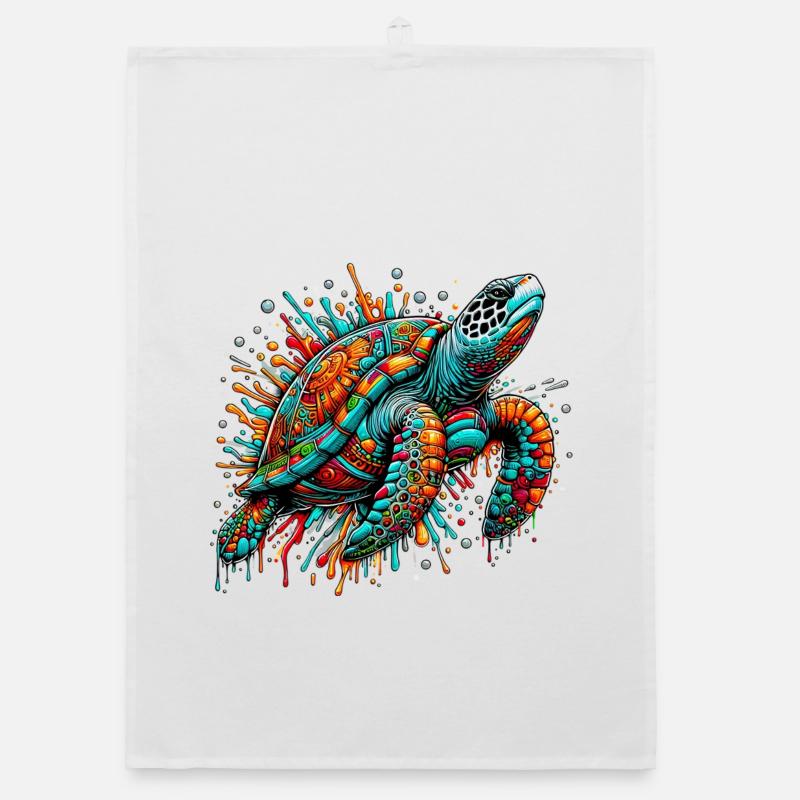 Schildkröte - Organic Geschirrtuch - Weiß