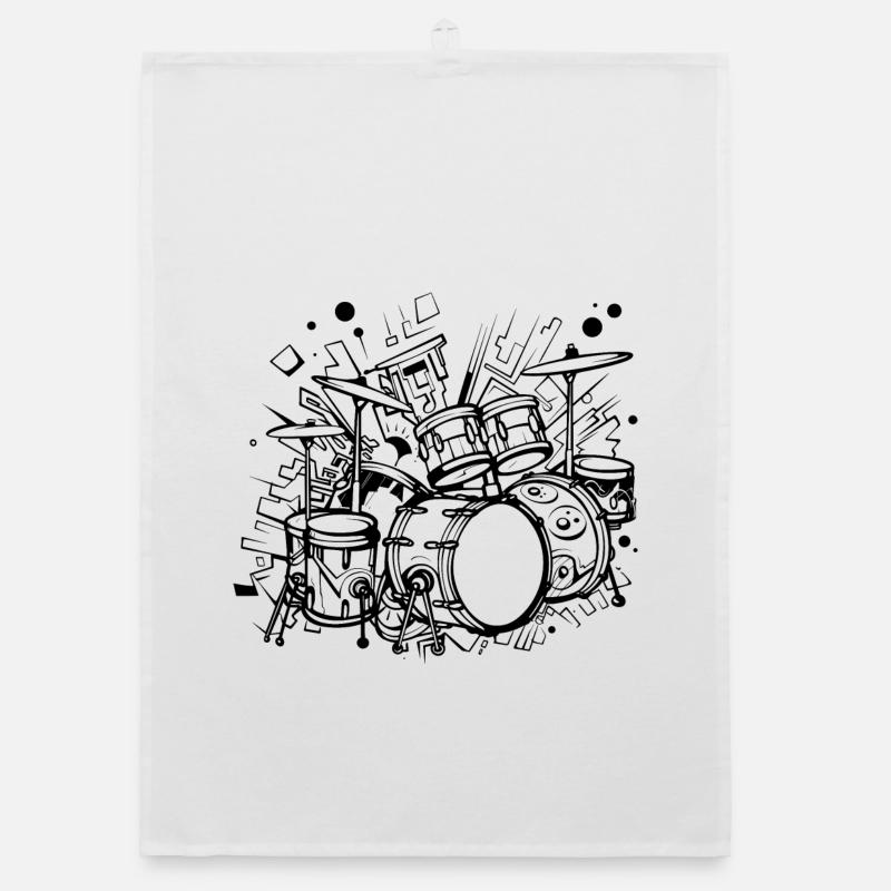 Drum Sketch Organic dish towel