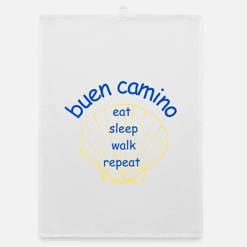 Eat Sleep walk repeat - Organic Geschirrtuch - Weiß