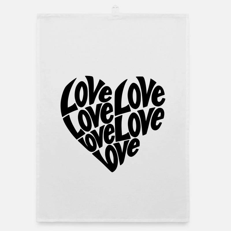 Typographie de forme de cœur d’amour - Variable de couleur Torchon bio