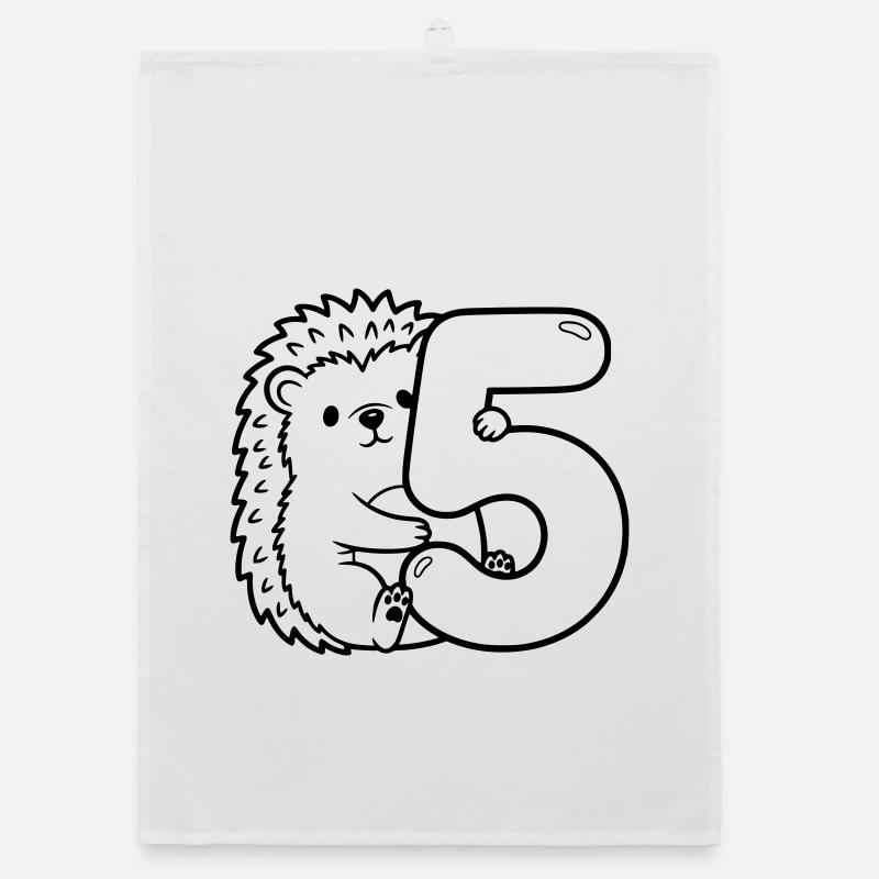 Hérisson avec illustration de dessin animé numéro 5 Torchon bio