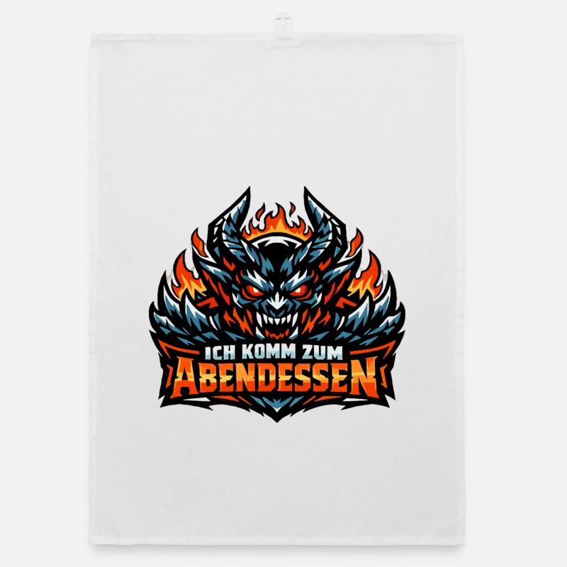 Abendessen Dämonen-Feuer Organic Geschirrtuch
