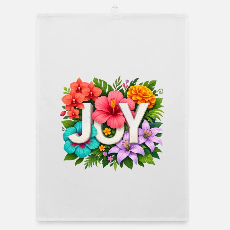 Joie tropicale - Typographie florale de l’hibiscus d’été Torchon bio