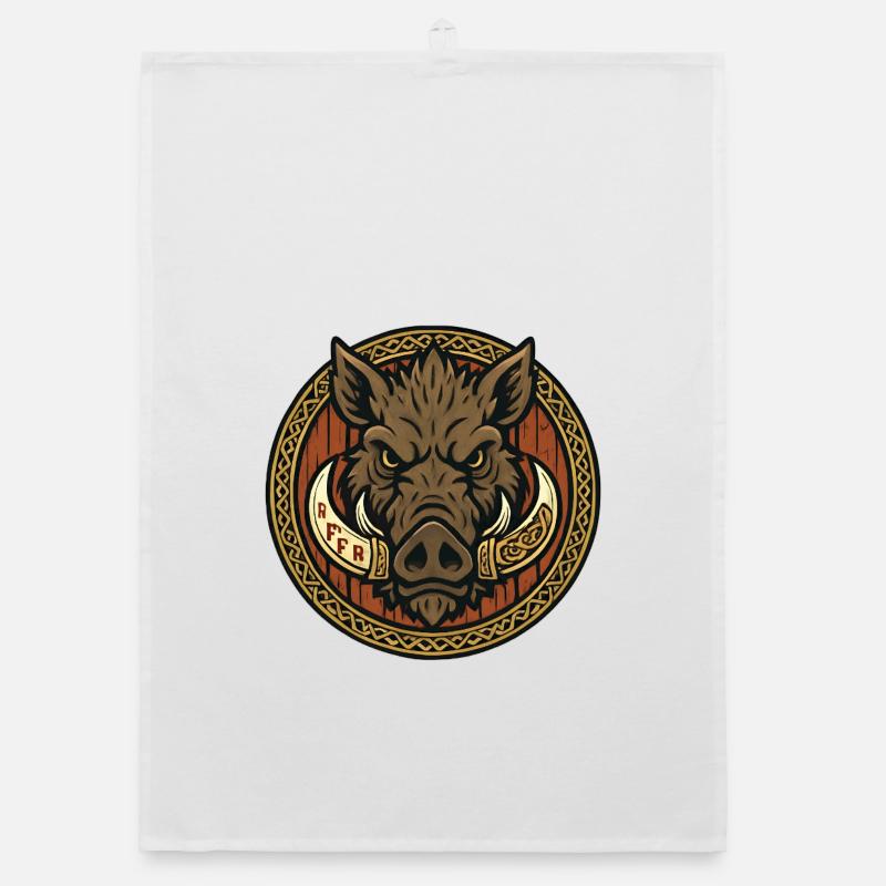 Viking Boar Emblem Organic dish towel